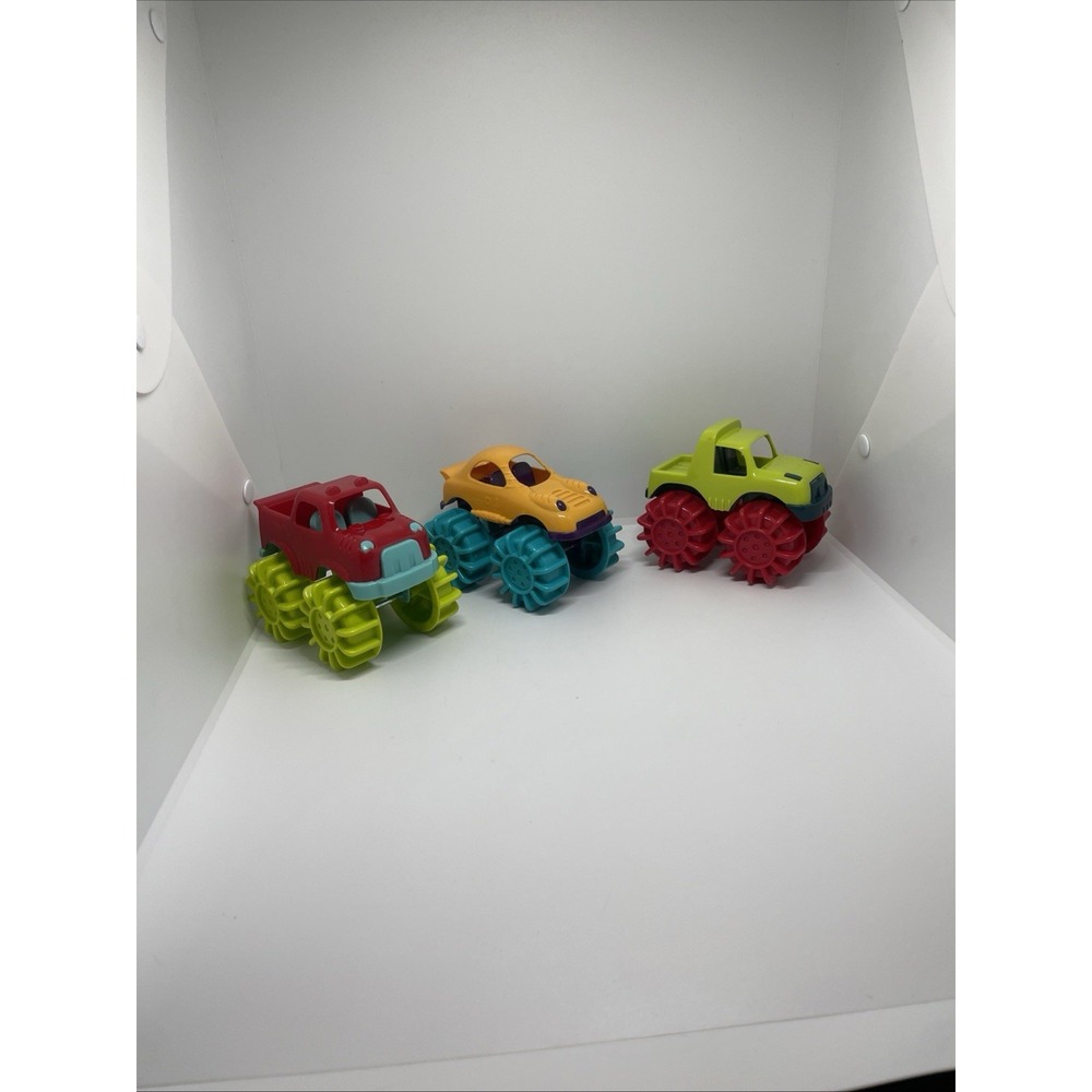 Mini Monster Wheelies 3 Small Trucks Indoor & Outdoor,Toddler and Preschool Toys